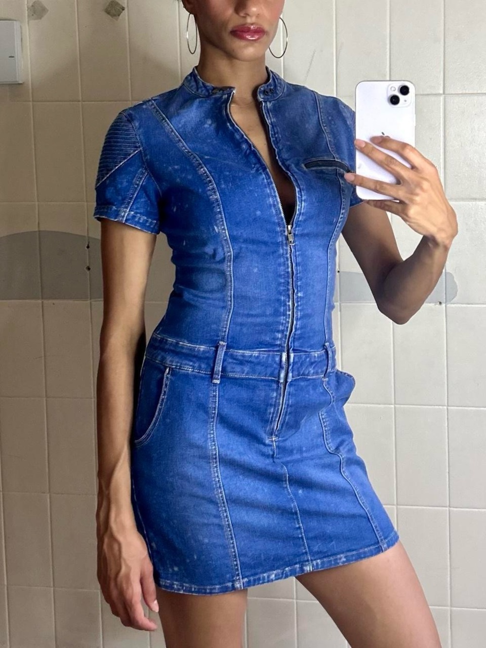 Guess zip-up denim mini dress